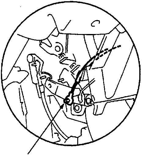 Close-up view of the connection point for the cool vent cable (B) to the heater control panel