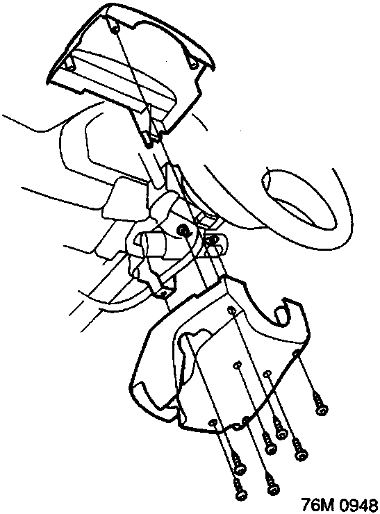 Diagram showing the removal of the steering column covers.