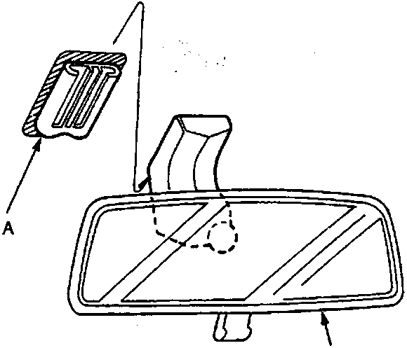 Diagram showing the rearview mirror assembly with callouts A and B