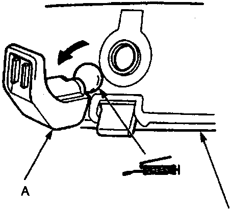 Diagram showing the pivot bracket and rearview mirror assembly with callouts A and B