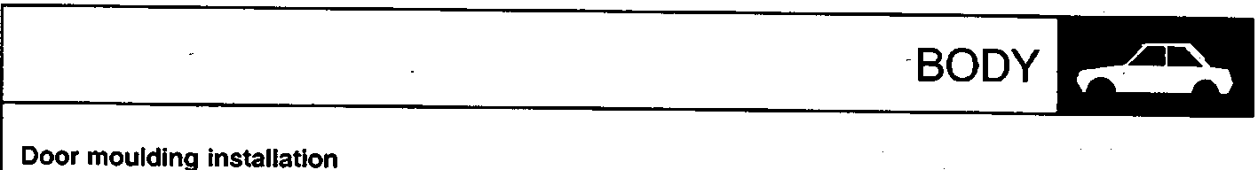 Diagram showing front door moulding (A), rear door moulding (B) with adhesive locations marked, and a cross-section of new adhesive tape (C) with dimensions 5 mm (0.2 in) and 1.2 mm (0.05 in).