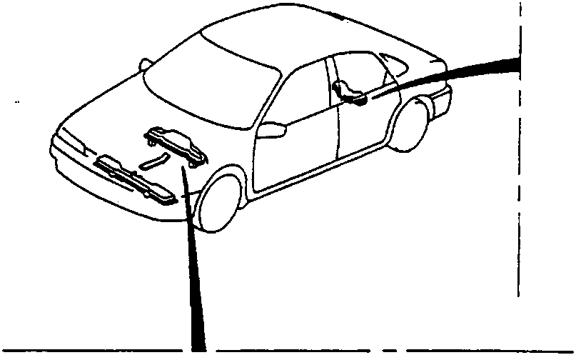 Diagram showing the rear of a car with an inset view of the rear cross beam (A) and special bolts (B) being installed.