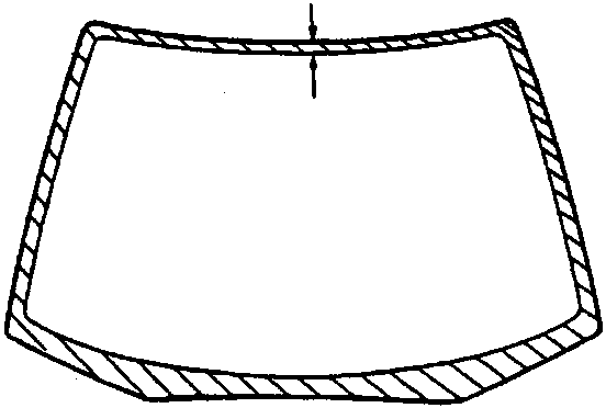 Diagram of a windscreen showing the shaded area along the perimeter edges where sealer is applied.