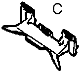 Close-up diagram of a side clip component, labeled C