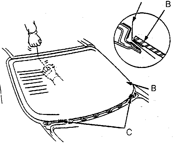 Diagram showing cutting wire being used to remove rear screen with spacers