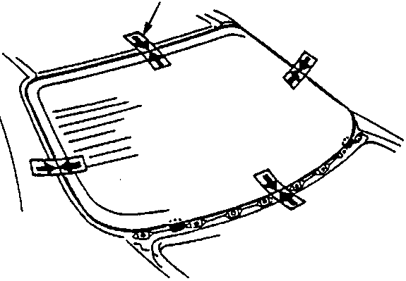 Diagram showing lower spacers fitted to the rear screen aperture. Figure number 76M1069.