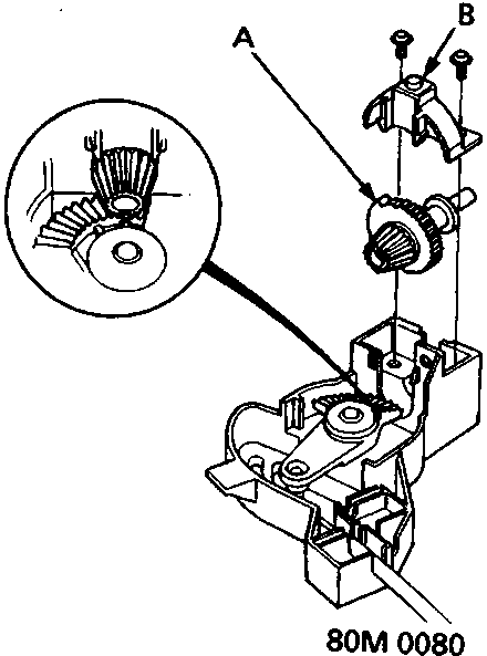 Close-up exploded view of the lower base and temperature control shaft with gear mechanism