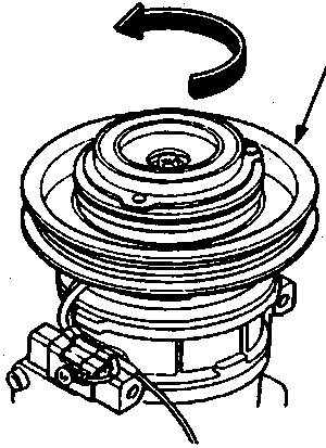 Diagram of compressor pulley assembly with callout A