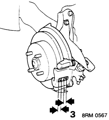 Rear disc brakes – Remove road wheel(s).