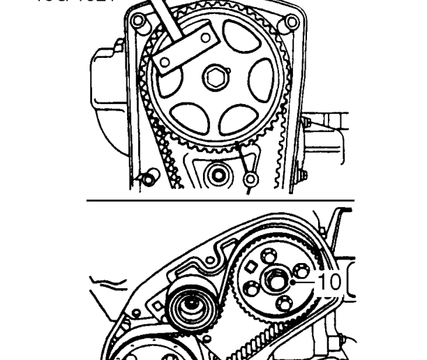 Remove 5 bolts and nut securing injection pump timing belt cover, remove cover.
