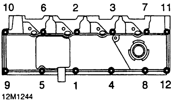 Lubricate threads of each cylinder head bolt with engine oil. Fit bolts in their original 