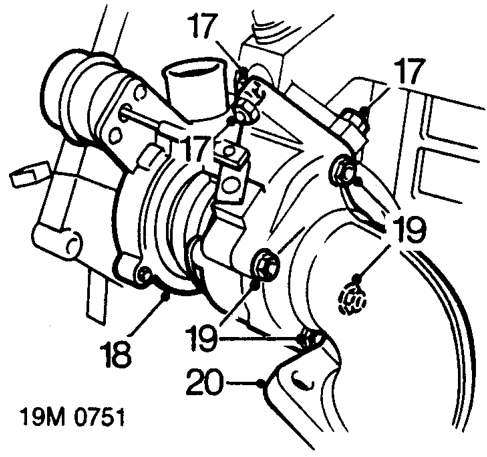 Remove bolt securing exhaust manifold to mounting bracket.