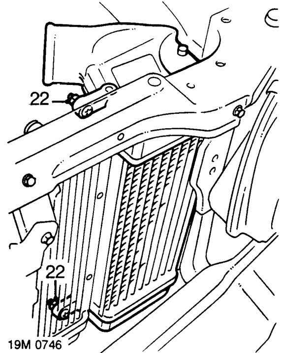 Remove 4 bolts securing condenser to radiator.