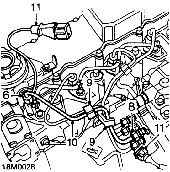 Injector needle lift sensor – Position hose aside.