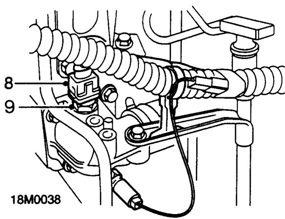 All models – Remove 2 bolts securing alternator top mounting bracket to coolant outlet elbow and remove