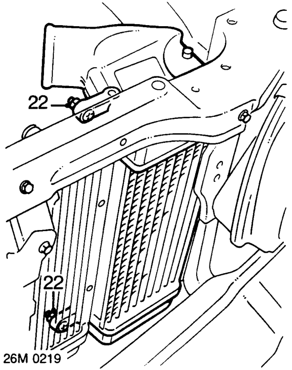 All models – Remove 4 bolts securing condenser to radiator.