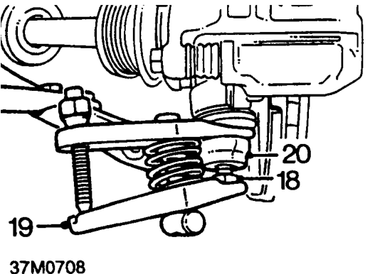 Remove split pin from lower ball joint nut, discard split pin and remove castle nut.