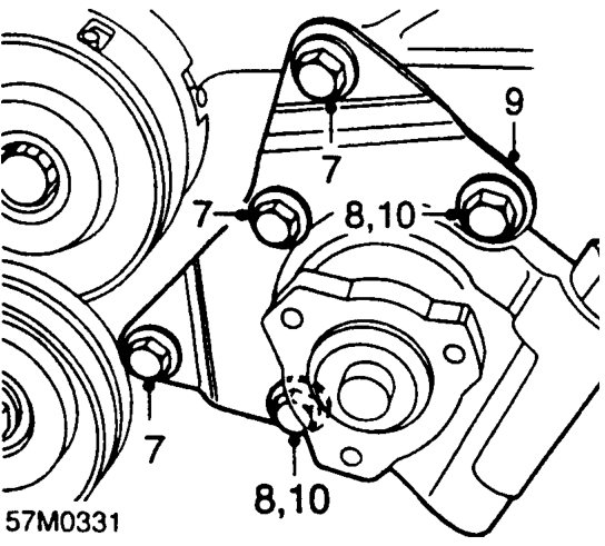 Power steering pump – Release clip and disconnect feed hose from steering pump.