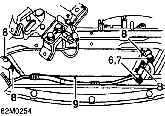 Condenser – Remove 3 bolts securing bonnet lock platform support and position aside.