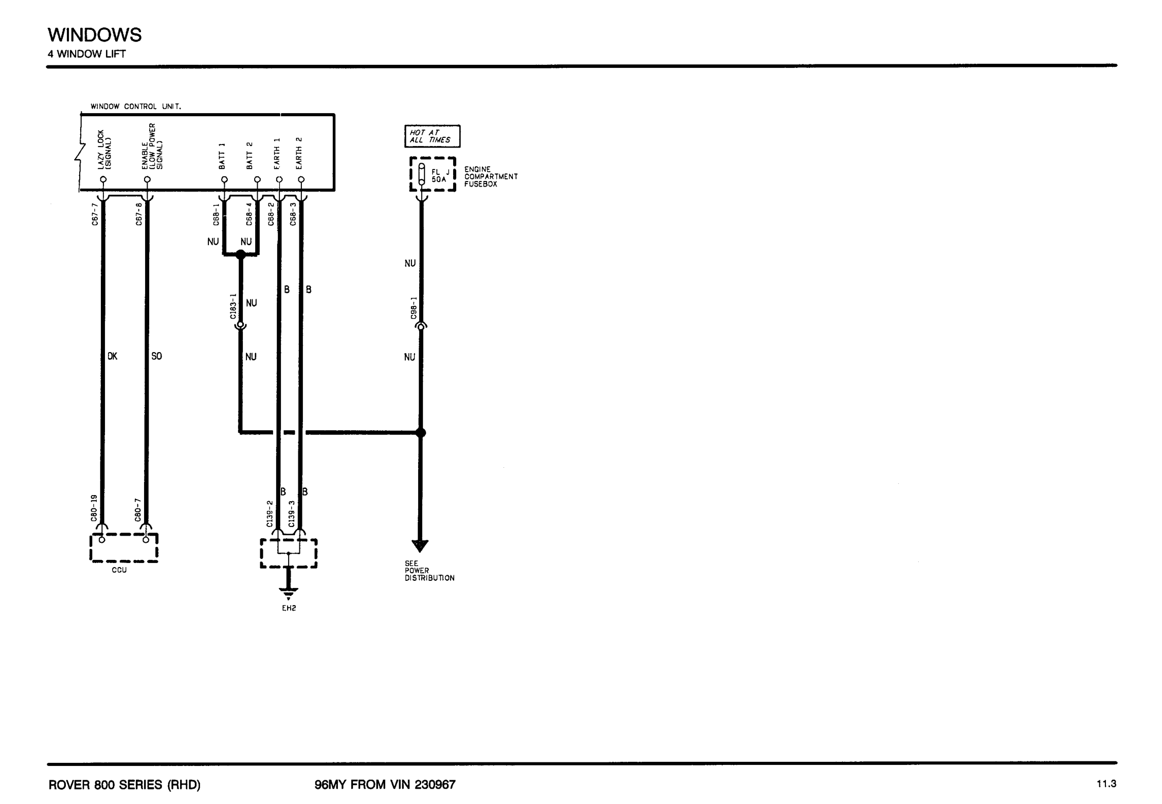 Windows 4 Window Lift circuit diagram