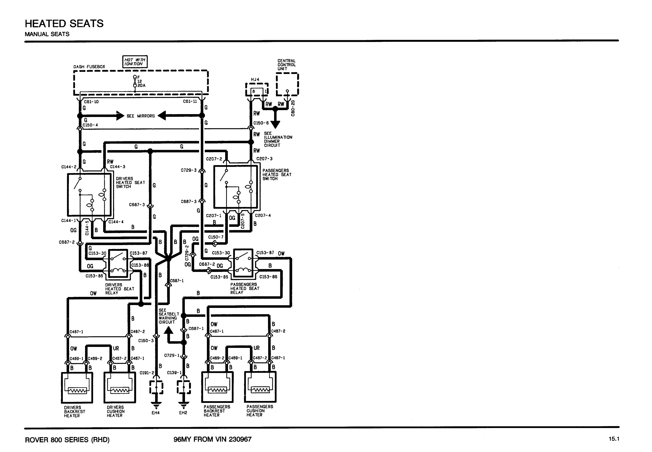 Heated Seats Manual Seats circuit diagram