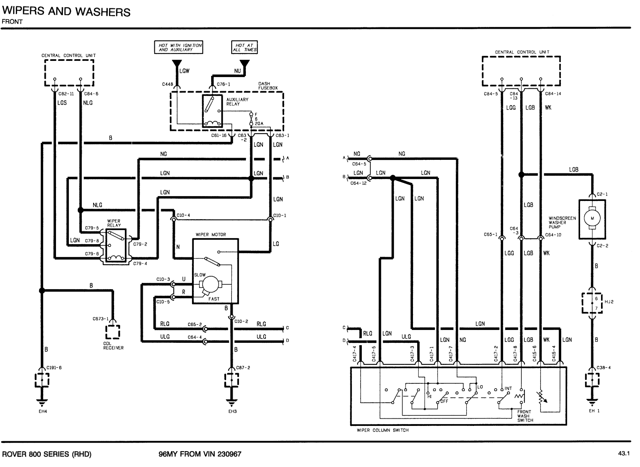 Wipers And Washers Front circuit diagram