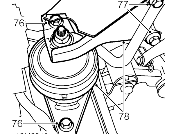 Remove 2 bolts securing coolant pipe to front crossmember.