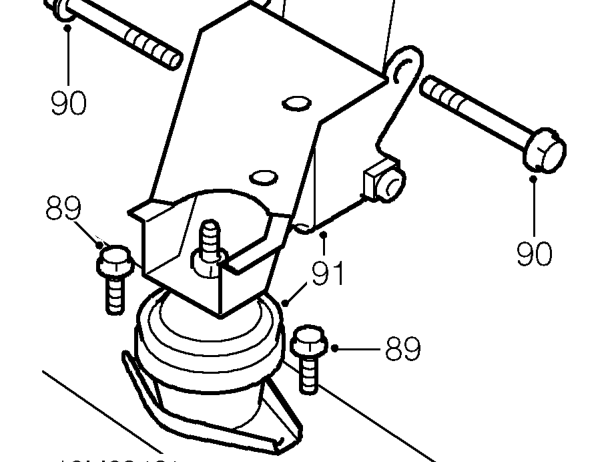Remove 2 bolts securing coolant pipe to front crossmember.