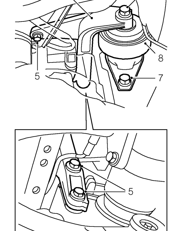Engine mounting - rear – Raise front of vehicle.