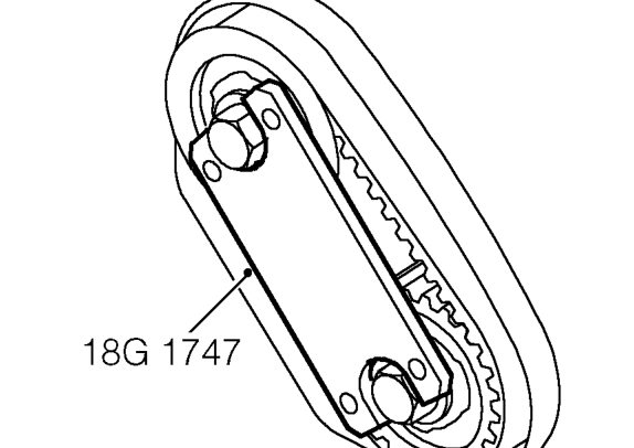 Camshaft rear timing belt - rh bank – Remove 3 bolts securing RH under wing splash shield. Collect spacer and remove splash shie
