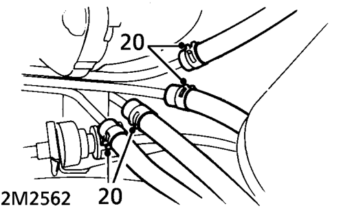 Remove 4 bolts securing turbocharger heat shield. Remove heat shield and collect reinforci