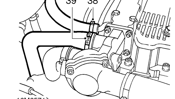 All models – Release clip and disconnect bottom hose from radiator.