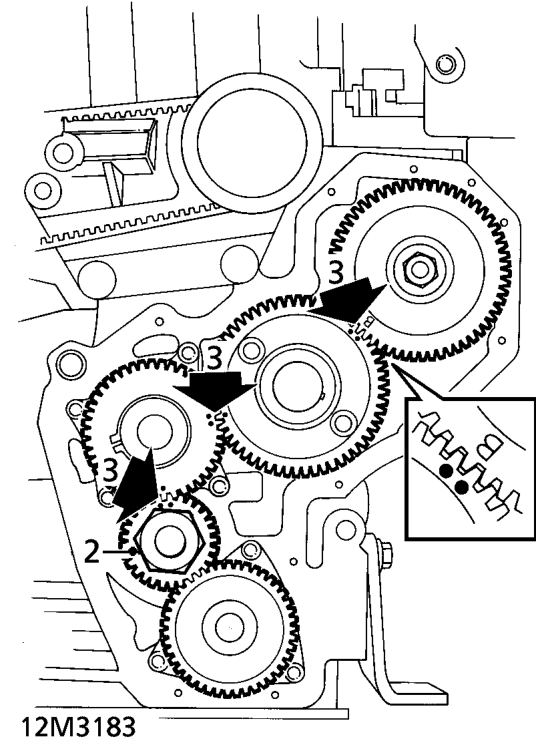 Fuel injection pump timing gear – Fit but do not tighten crankshaft pulley nut.