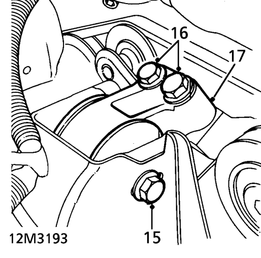 Remove 2 bolts securing engine front mounting to crossmember.