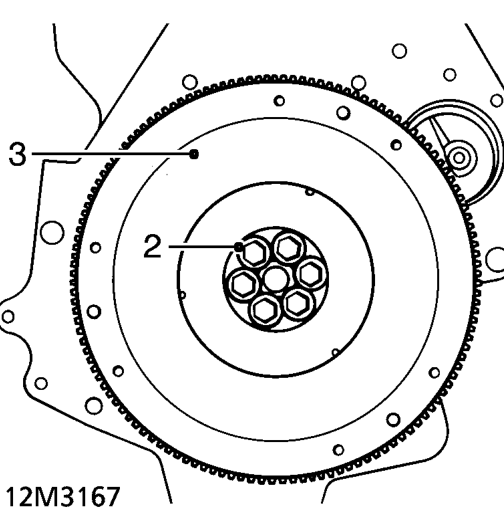 Flywheel – Remove clutch assembly.See CLUTCH, Repairs.