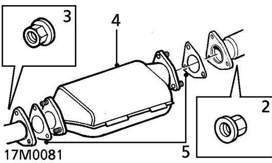 Catalytic converter – Raise front of vehicle.