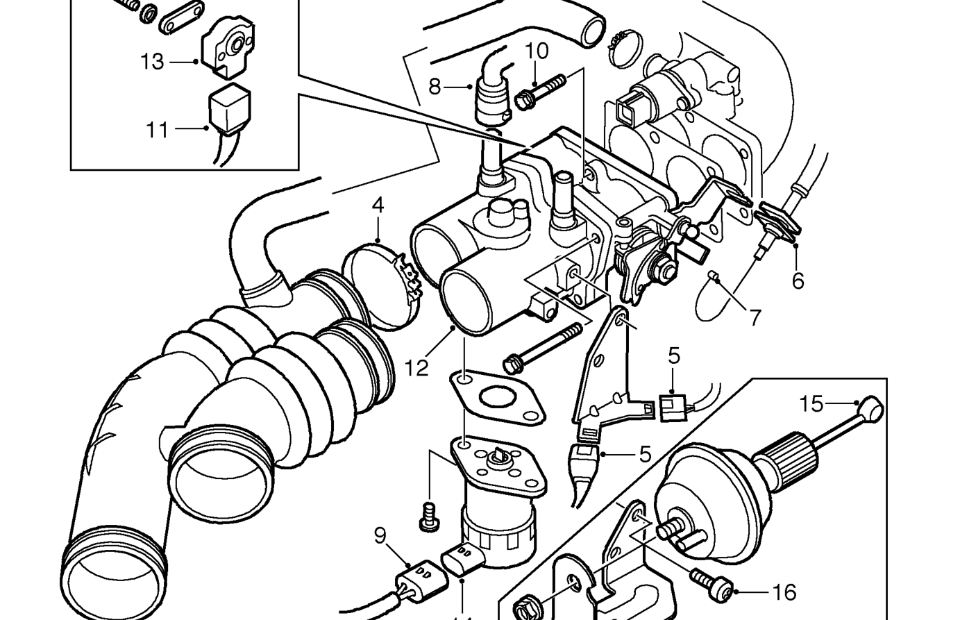 Throttle housing - kv6 – Remove engine acoustic cover, See BODY, Repairs.