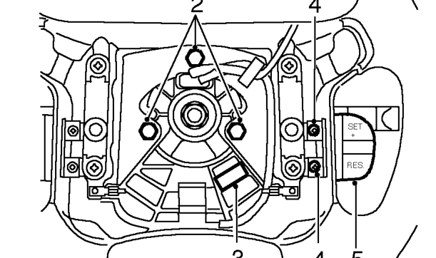 Cruise control switch - kv6 – Remove driver’s airbag module. See RESTRAINT SYSTEMS, Repairs.