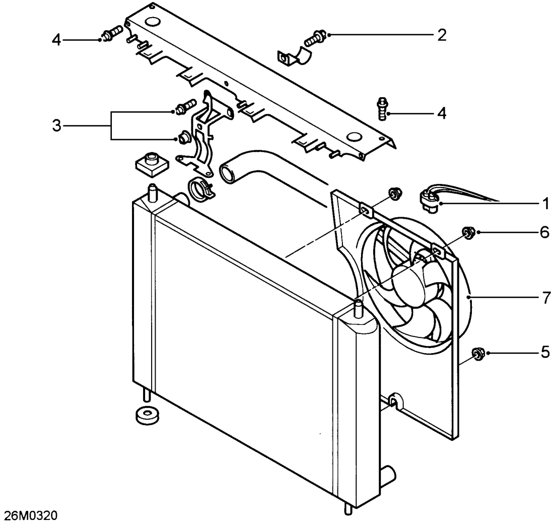 Radiator cooling fan and motor – Service repair no - 26.25.23