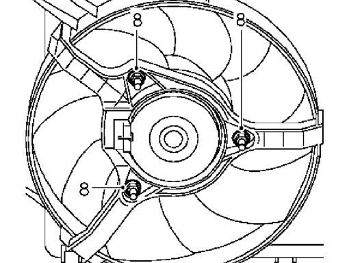 Radiator cooling fan and motor – Remove cooling fan housing. Do not carry out further dismantling if component is removed f