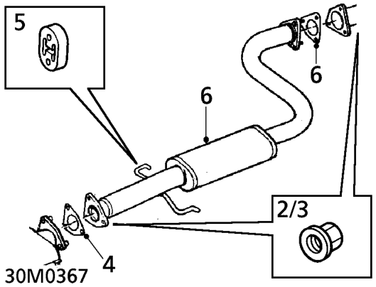 Intermediate pipe – Raise vehicle on 4 post ramp.