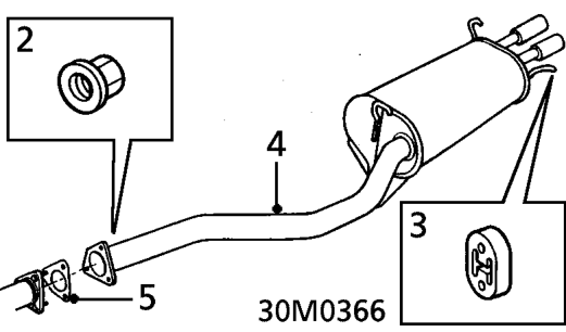 Tail pipe – Raise vehicle on 4 post ramp.