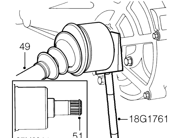 Break taper joints using tool 18G 2 and release knuckles from lower arms.