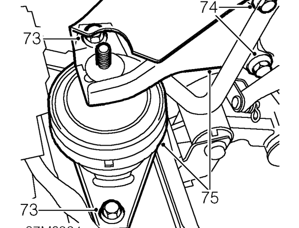 Remove 2 bolts securing coolant pipe to front cross-member.