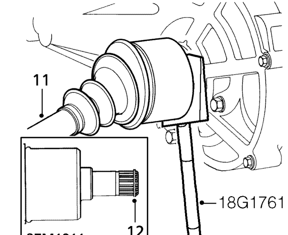 Break taper joint using tool 18G 2 and release knuckle from lower arm.