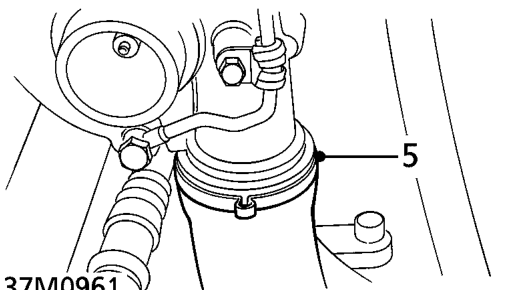 Gearbox assembly – Remove 4 bolts securing turbocharger heat shield. Remove heat shield.