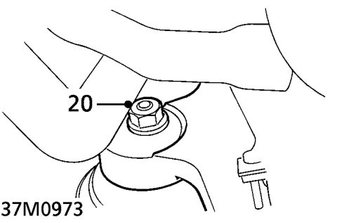 Remove engine rear steady bar bolt to engine bracket. Remove nut.