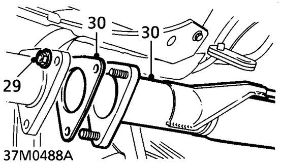 Release exhaust front pipe from mounting rubber.