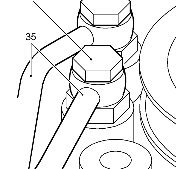 Remove 2 screws securing oil cooler pipe clamps to engine, lower steady bar and starter su