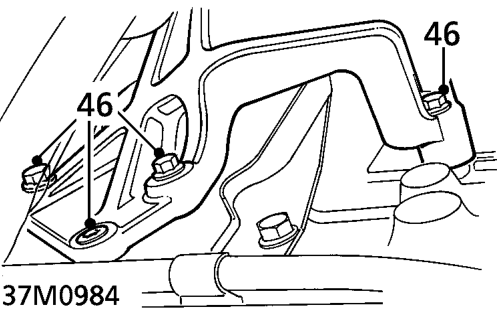 Remove rear engine mounting bottom nut.
